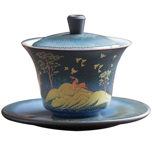 Deer Ceramic Gaiwan Home Retro Ceramic Kiln Turned Into Tea Bowl acacuss