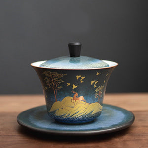 Deer Ceramic Gaiwan Home Retro Ceramic Kiln Turned Into Tea Bowl acacuss