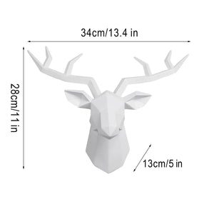 Deer Head Sculpture Animal Statue Figurines Wall Hanging Creative Elk Art Antlers Statuette for Office Decoration Wall Mount acacuss