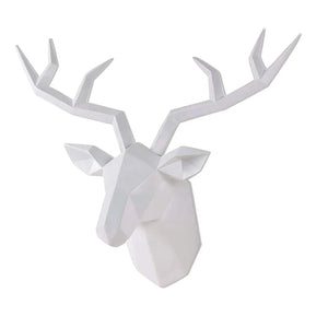 Deer Head Sculpture Animal Statue Figurines Wall Hanging Creative Elk Art Antlers Statuette for Office Decoration Wall Mount acacuss