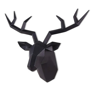 Deer Head Sculpture Animal Statue Figurines Wall Hanging Creative Elk Art Antlers Statuette for Office Decoration Wall Mount acacuss