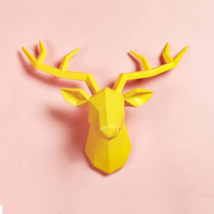 Deer Head Sculpture Animal Statue Figurines Wall Hanging Creative Elk Art Antlers Statuette for Office Decoration Wall Mount acacuss