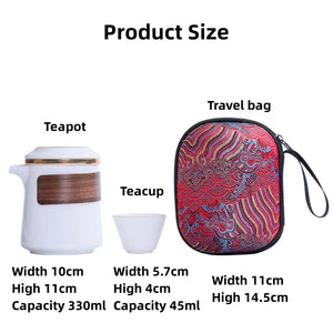 Dehua White Porcelain Travel Kung Fu Tea Set Carrying Bag Bowl Anti-scald Four 1 pot 4 Cup Gift Teacup Tea Set White Porcelain acacuss