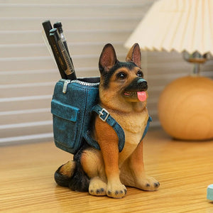Desktop Pen Holder Desk Office Storage Organizer Pen Holders Desk Accessories Resin Statue Home Decor Sculpture Border Dog Bag acacuss