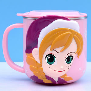 Disney Cups Frozen Elsa Anna Princess Cartoon Milk Cup Mugs 3D Mickey Minnie Stainless Steel Cup Baby Kids Girls Coffee Mug acacuss