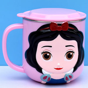 Disney Cups Frozen Elsa Anna Princess Cartoon Milk Cup Mugs 3D Mickey Minnie Stainless Steel Cup Baby Kids Girls Coffee Mug acacuss