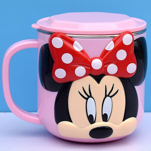 Disney Cups Frozen Elsa Anna Princess Cartoon Milk Cup Mugs 3D Mickey Minnie Stainless Steel Cup Baby Kids Girls Coffee Mug acacuss