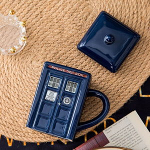 Doctor Who Tardis Creative Police Box Mug Funny Ceramic Coffee Tea Cup With Spoon Gift Box In Blue and Milk Drinks Breakfast Cup acacuss