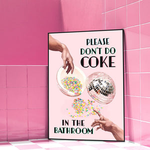 Don't Do Coke In The Bathroom Prints Wall Art Canvas Painting Trendy Disco Ball Poster Retro Kitchen Home Decor Pictures acacuss