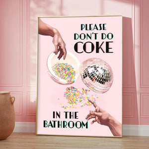 Don't Do Coke In The Bathroom Prints Wall Art Canvas Painting Trendy Disco Ball Poster Retro Kitchen Home Decor Pictures acacuss
