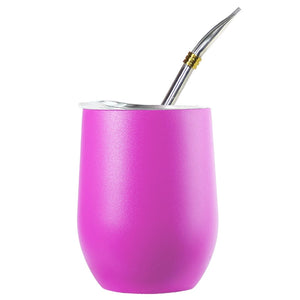 Double Wall 304 Stainless Steel Cup Heat Resistant Portable Yerba Mate Tea Mug With Straw and Lid acacuss