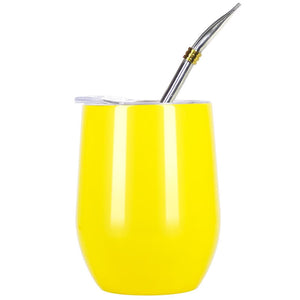 Double Wall 304 Stainless Steel Cup Heat Resistant Portable Yerba Mate Tea Mug With Straw and Lid acacuss