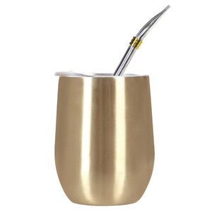 Double Wall 304 Stainless Steel Cup Heat Resistant Portable Yerba Mate Tea Mug With Straw and Lid acacuss