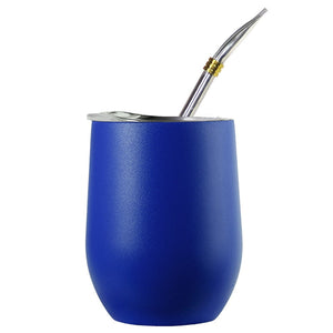 Double Wall 304 Stainless Steel Cup Heat Resistant Portable Yerba Mate Tea Mug With Straw and Lid acacuss