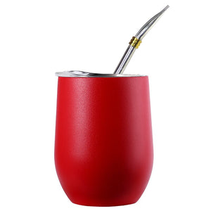 Double Wall 304 Stainless Steel Cup Heat Resistant Portable Yerba Mate Tea Mug With Straw and Lid acacuss