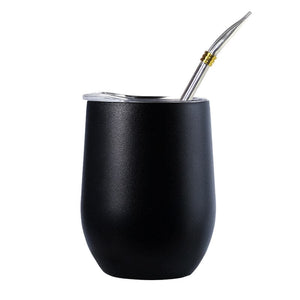Double Wall 304 Stainless Steel Cup Heat Resistant Portable Yerba Mate Tea Mug With Straw and Lid acacuss