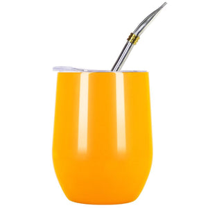 Double Wall 304 Stainless Steel Cup Heat Resistant Portable Yerba Mate Tea Mug With Straw and Lid acacuss