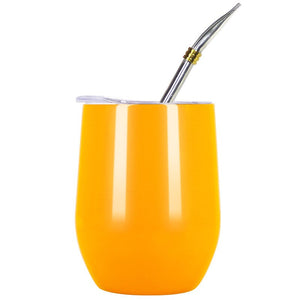 Double Wall 304 Stainless Steel Cup Heat Resistant Portable Yerba Mate Tea Mug With Straw and Lid acacuss