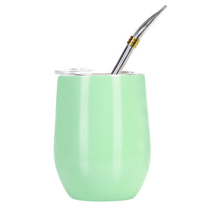 Double Wall 304 Stainless Steel Cup Heat Resistant Portable Yerba Mate Tea Mug With Straw and Lid acacuss