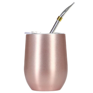 Double Wall 304 Stainless Steel Cup Heat Resistant Portable Yerba Mate Tea Mug With Straw and Lid acacuss