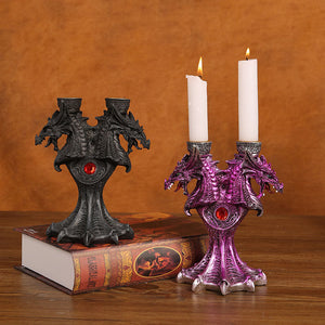Dragon Candlestick Stand Statue Holder 2 Pcs Candle Sticks For Tea Light Decorative Theme Party Pillar Halloween Haunted House acacuss