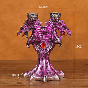 Dragon Candlestick Stand Statue Holder 2 Pcs Candle Sticks For Tea Light Decorative Theme Party Pillar Halloween Haunted House acacuss