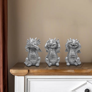 Dragon Statues 3 Pcs No Hear No See No Speak Bookshelf Sculpture for Living Room Table Desk Decor acacuss