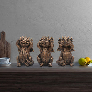 Dragon Statues 3 Pcs No Hear No See No Speak Bookshelf Sculpture for Living Room Table Desk Decor acacuss