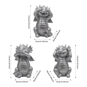 Dragon Statues 3 Pcs No Hear No See No Speak Bookshelf Sculpture for Living Room Table Desk Decor acacuss