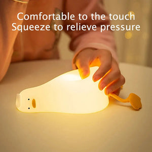 Duck Rechargeable LED Night Light Cute Light Up Duck Lamp Bedside Cartoon Children Nightlights for Home Room Decor Birthday Gift acacuss