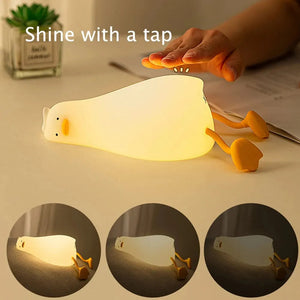 Duck Rechargeable LED Night Light Cute Light Up Duck Lamp Bedside Cartoon Children Nightlights for Home Room Decor Birthday Gift acacuss