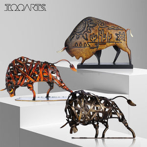 Durable Iron-made Braided Cattle Metal Sculpture Home Furnishing Articles Handmade Craft Articles for Home Office Decor acacuss
