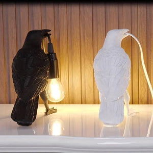 E14 Bulb with Plug Gothic Raven Lamp Vintage Resin Bird Lamp for Nightstand, Office, Living Room Farmhouse Art Deco Style acacuss