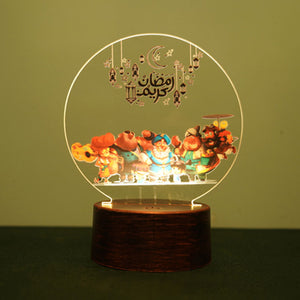 2023 EID Mubarak LED Light Table Ornaments 3D Acrylic Night Lamp Muslim Ramadan Party Eid Al Adha Ramadan Decoration for Home acacuss