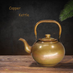 ENERGE SPRING 1.2L Pure Copper Kettle Old Fashioned Long Mouth Brass Tea Pot With Filter Household Small Boiling Water Kettle acacuss