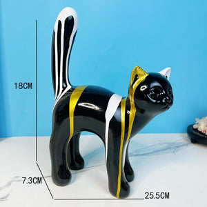 ERMAKOVA 2023 New Graffiti Cat Figurine Sculpture Desk Storage Statue Interior New RoomAbstract Art Ornament Holiday Decoration acacuss