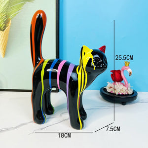ERMAKOVA 2023 New Graffiti Cat Figurine Sculpture Desk Storage Statue Interior New RoomAbstract Art Ornament Holiday Decoration acacuss
