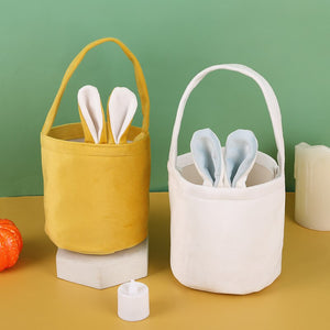 2023 Easter Day Decoration Cartoon Bunny Ears Basket Candy Bag Gifts For Kids Tote Cloth Bag Happy Easter Birthday Party Bags acacuss