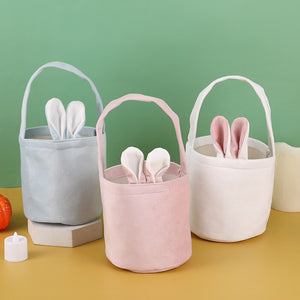 2023 Easter Day Decoration Cartoon Bunny Ears Basket Candy Bag Gifts For Kids Tote Cloth Bag Happy Easter Birthday Party Bags acacuss