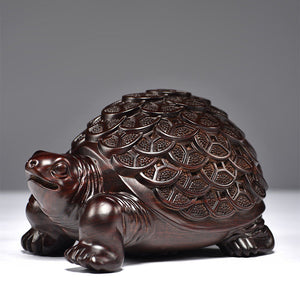 Ebony Carved Scarab Living Room Decoration Office Desktop Feng Shui Transfer Decoration Red Solid Wood Turtle Gift acacuss