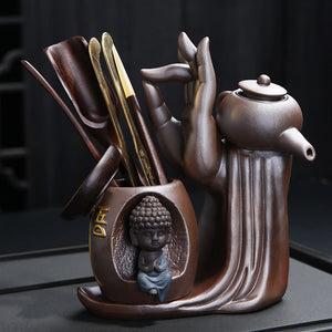 Ebony Tea Ceremony Accessories Six Gentlemen Set Purple Clay Tea Set Tea Drain Filter Little Monk Decoration acacuss