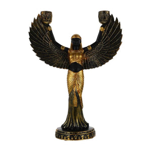 Egyptian Holder Statue Goddess Isis Figurine Sculpture Candlestick Holders Resin Decor Metal Home Winged Theme Pillar Ancient acacuss