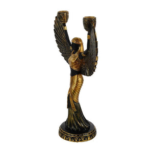 Egyptian Holder Statue Goddess Isis Figurine Sculpture Candlestick Holders Resin Decor Metal Home Winged Theme Pillar Ancient acacuss