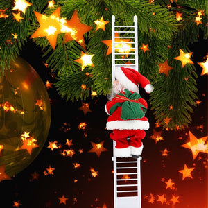 Electric Climbing Ladder Santa Claus Doll with Music Kids Gift Favors Merry Christmas Tree Decorations For Home Navidad Ornament acacuss