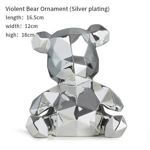 Electroplating Bear Statue Gift for Child Teddy Bear Sculpture Animal Ornament living Room Home Decoration Dog Figurine acacuss