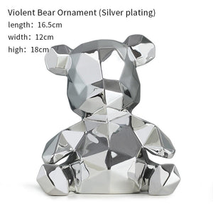 Electroplating Bear Statue Gift for Child Teddy Bear Sculpture Animal Ornament living Room Home Decoration Dog Figurine acacuss