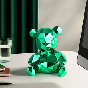 Electroplating Bear Statue Gift for Child Teddy Bear Sculpture Animal Ornament living Room Home Decoration Dog Figurine acacuss