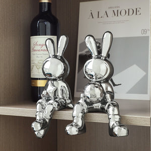 Electroplating Rabbit set of 2pcs Sculpture for Home Decor office desk Decoration Living Room Decor Animal Statue 2023 Rabbit acacuss