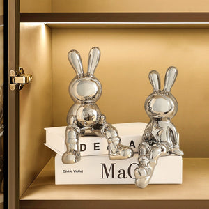 Electroplating Rabbit set of 2pcs Sculpture for Home Decor office desk Decoration Living Room Decor Animal Statue 2023 Rabbit acacuss