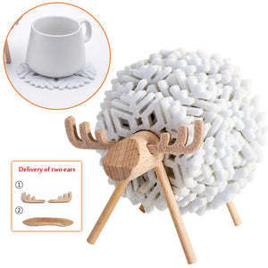 Elk Shape Drink Coasters Cup Pads Insulated Round Felt Cup Mats Creative Home Office Table Decor Art Crafts Gift 2023 New acacuss